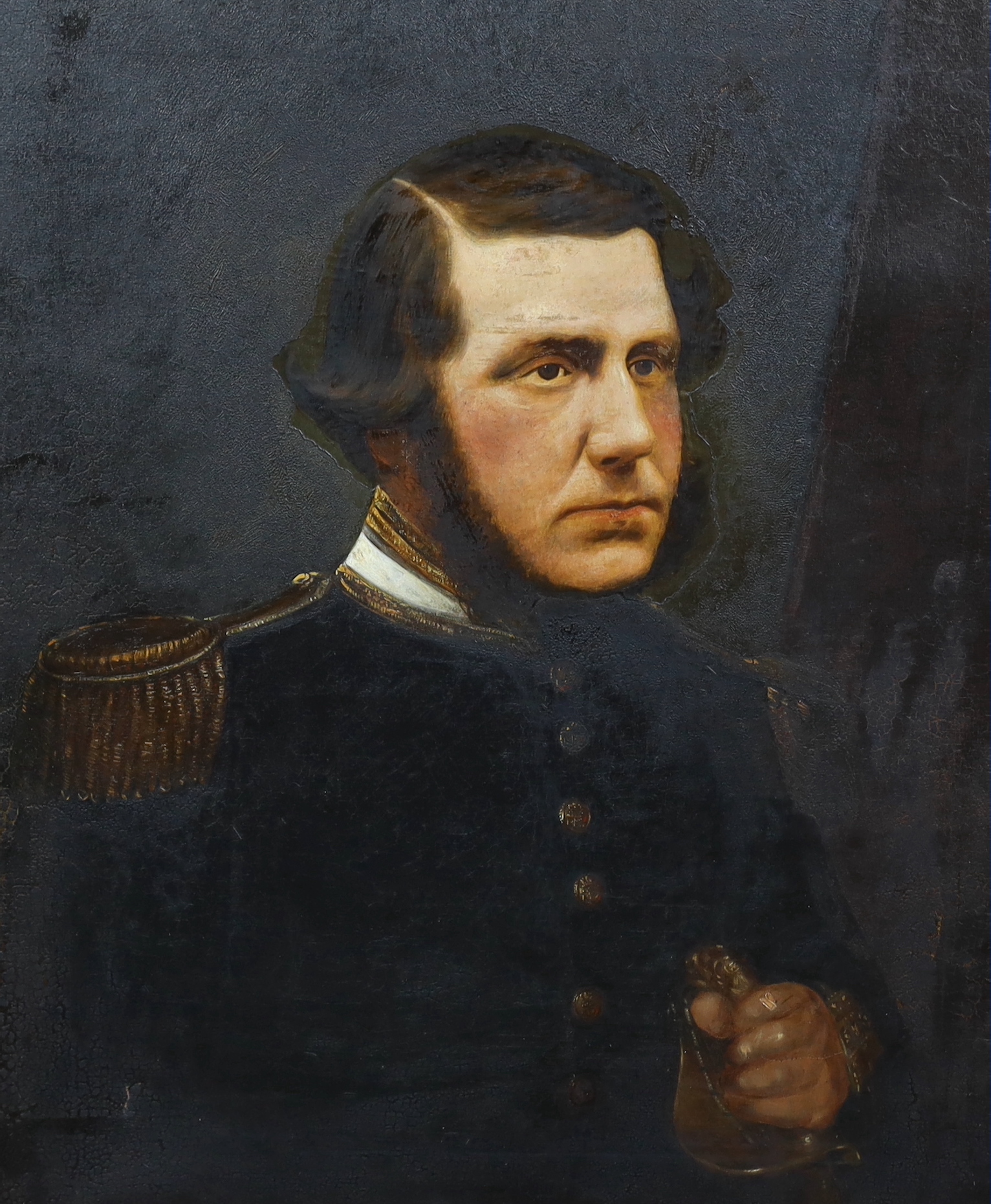 English School c.1890, oil on canvas, Portrait of a British Naval Officer, 74 x 62cm